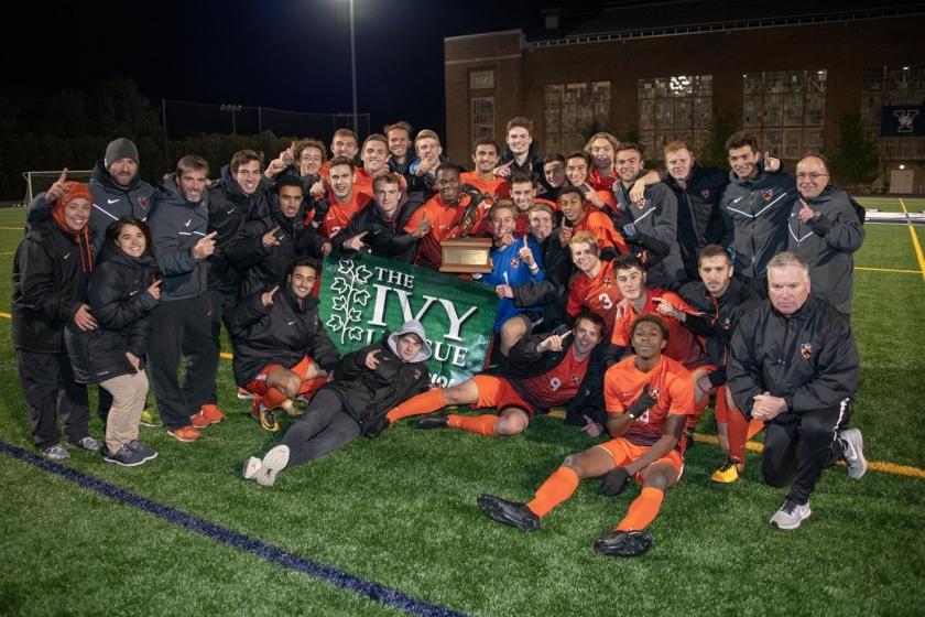 Barlow and the Tigers celebrate the 2018 Ivy League championship at Yale.